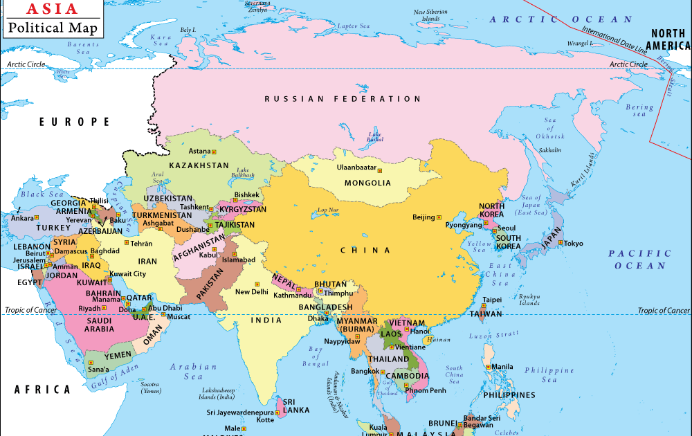 Printable Map Of Asia With Countries And Capitals | World Image Printable Map Of Asia With Countries And Capitals | World Image