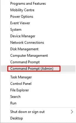 pilih 'Command Prompt (Admin)'