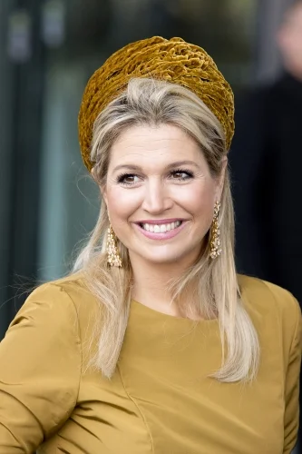 Queen Máxima of The Netherlands attended an exhibition opening in Amsterdam. Style of Queen Maxima