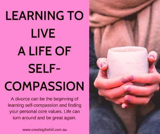A divorce can be the beginning of learning self-compassion and finding your personal core values. Life can turn around and be great again. #midlifesymphony