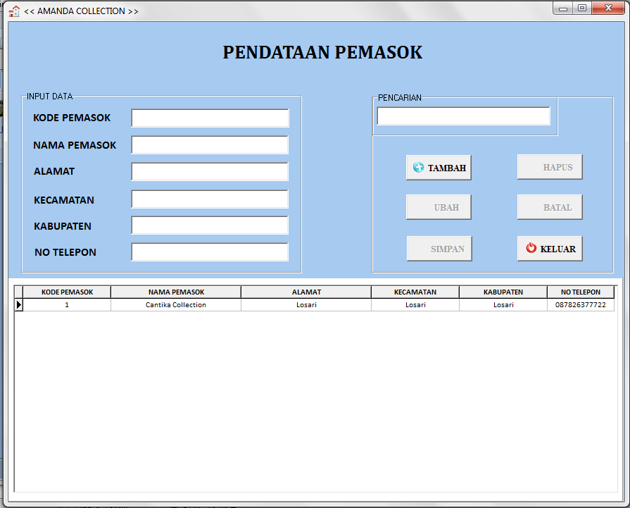 Contoh Database Toko Pakaian Kerkoso