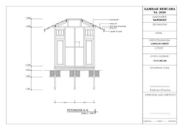 Desain dan RAB Pembangunan WC (Jamban) Umum RUANGSIPIL