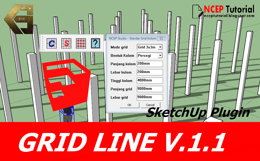 Download Plugin SketchUp Grid Line V.1.1 Koleksi Catatan Tutorial