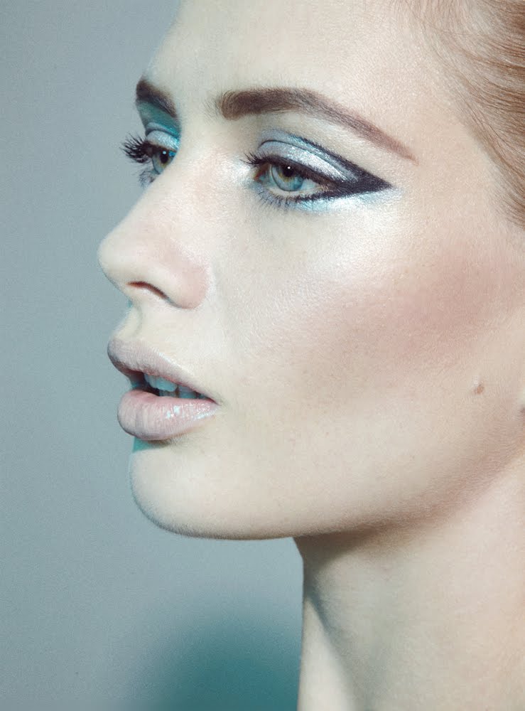 Futuristic Makeup, mod makeup, cat eyeliner beauty images with model