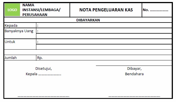 Contoh Nota Pengeluaran Kas