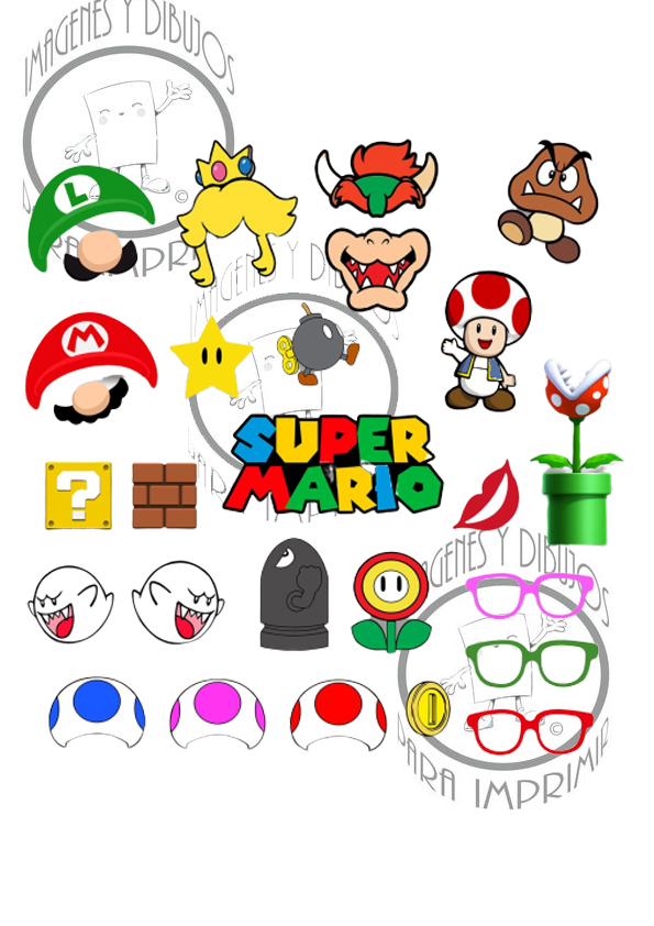 Super Mario Bross 💣para decoraciones infantiles-Colorear dibujos,letras,  Actividades infantiles