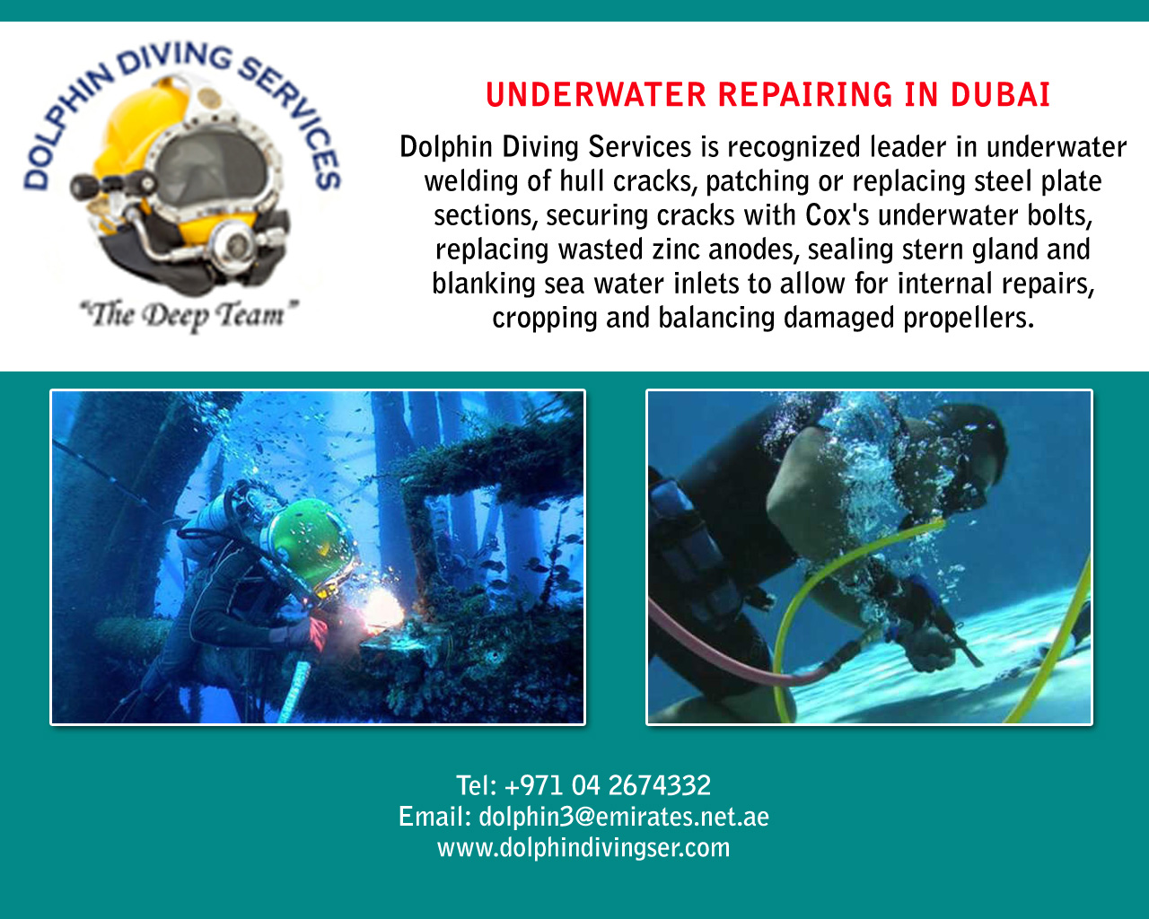 to Dolphin Diving Services Underwater Repairing in Dubai