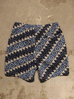 Engineered Garments "Long Beach Short in Lt.Blue Batik Diagonal St."