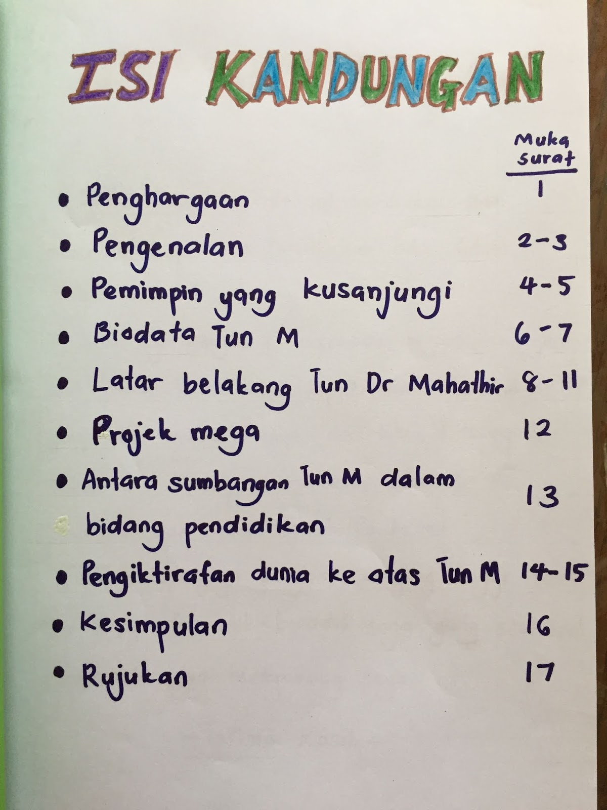 Contoh Penghargaan Buku Skrap Sejarah Tahun 5