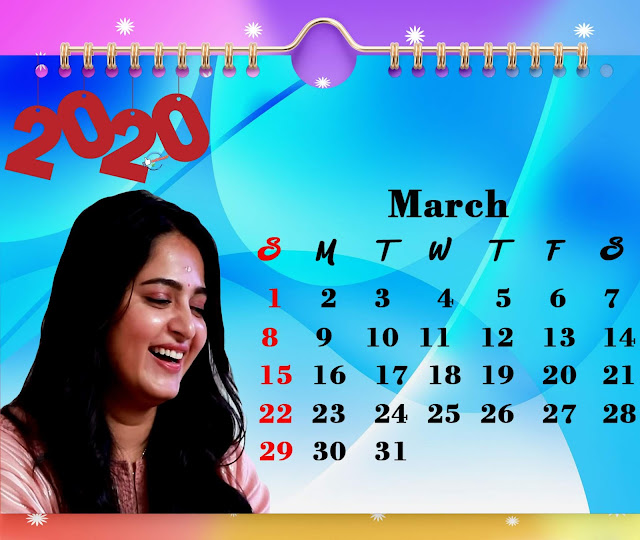 2020 March Calendar Anushka
