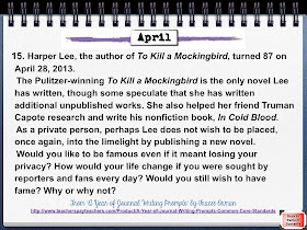 Harper Lee's Birthday (April 28th) Writing Prompt www.traceeorman.com