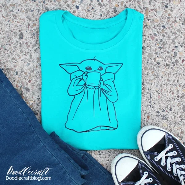 Make a cute Mandalorian inspired, "The Child," Baby Yoda shirt with the Cricut cutting machine, EasyPress 2 and some Iron on vinyl. Perfect for a Star Wars fan!