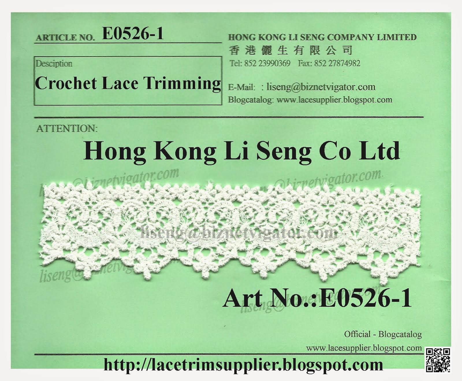 Crochet Lace Trimming Manufacturer and Supplier - Hong Kong Li Seng Co Ltd