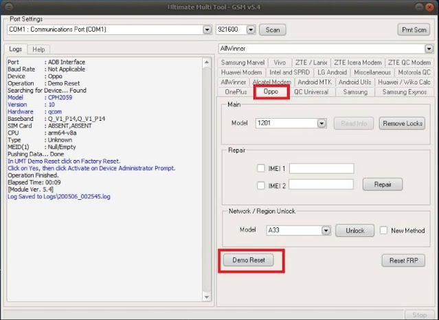 Cara Hapus Demo Oppo A92 CPH2059 Tanpa Dongle via