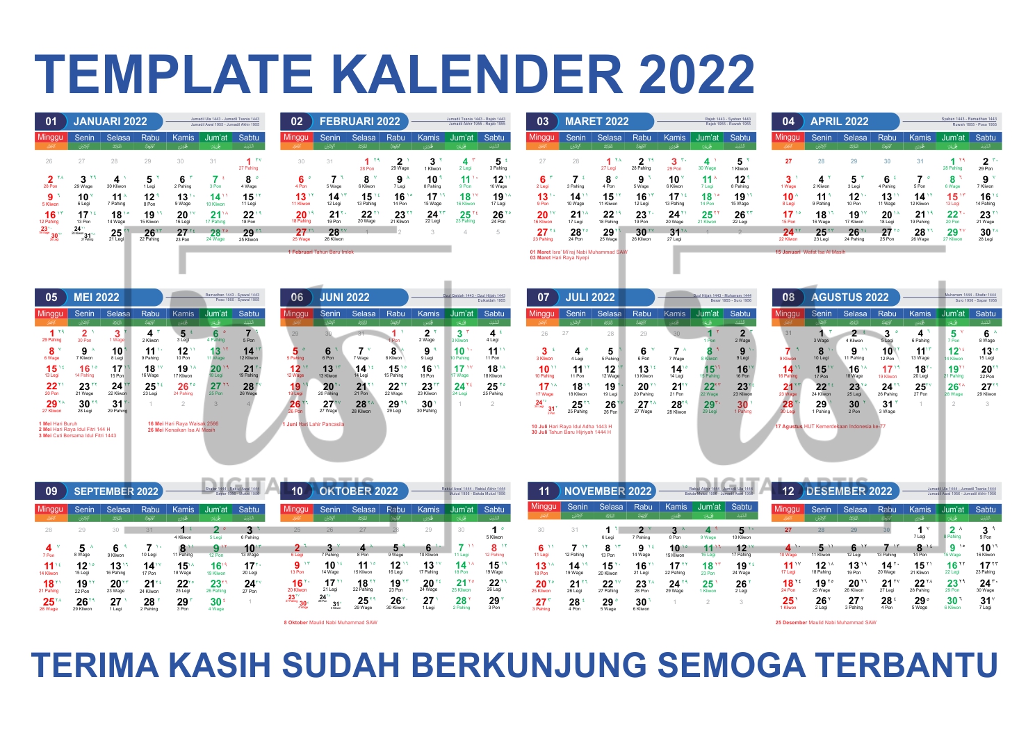 Template Kalender 2022 Mentahan File Kalender 2022 Lengkap Masehi Images