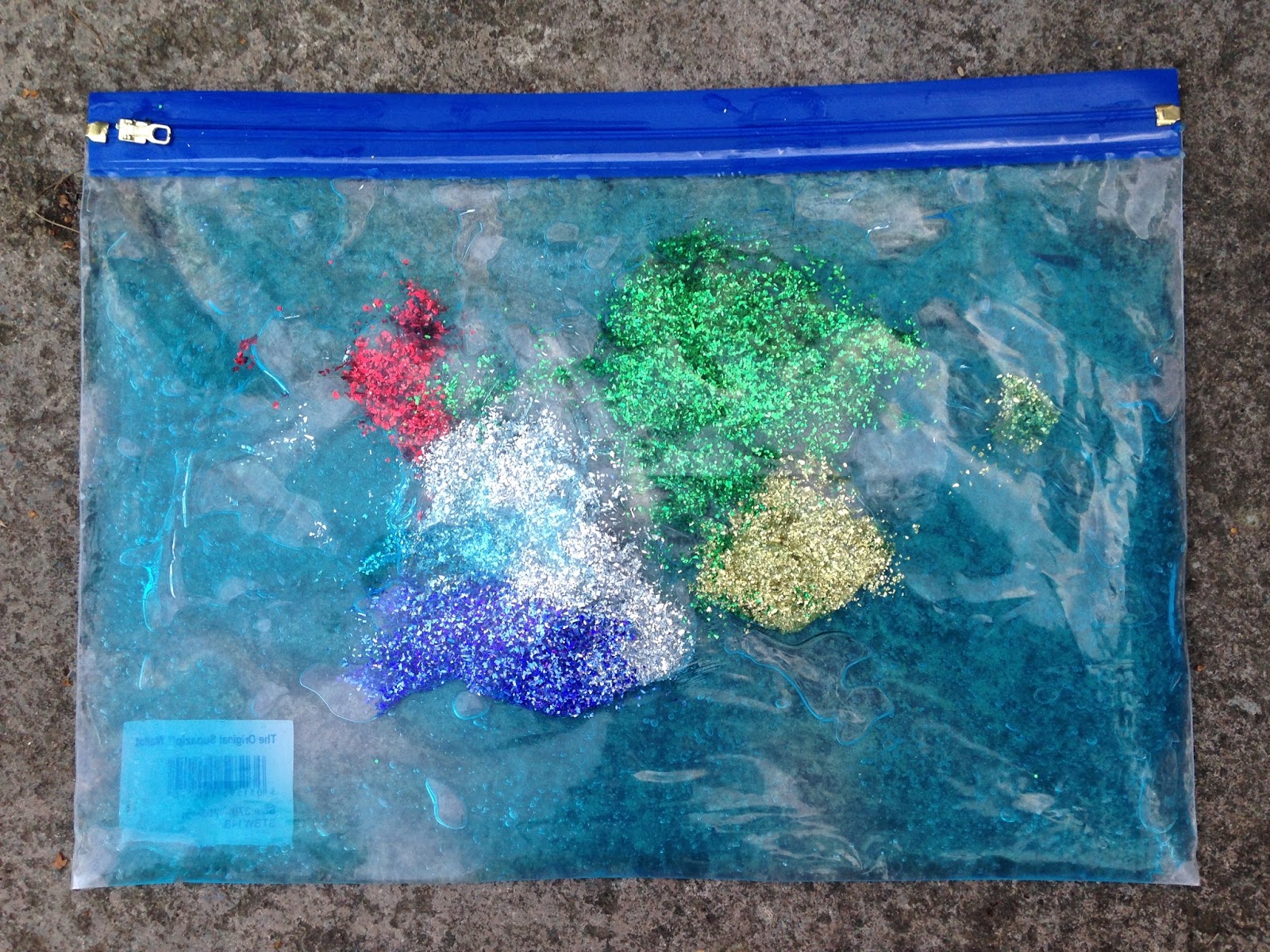 Early language skills through play....... Hair gel and glitter messy bag