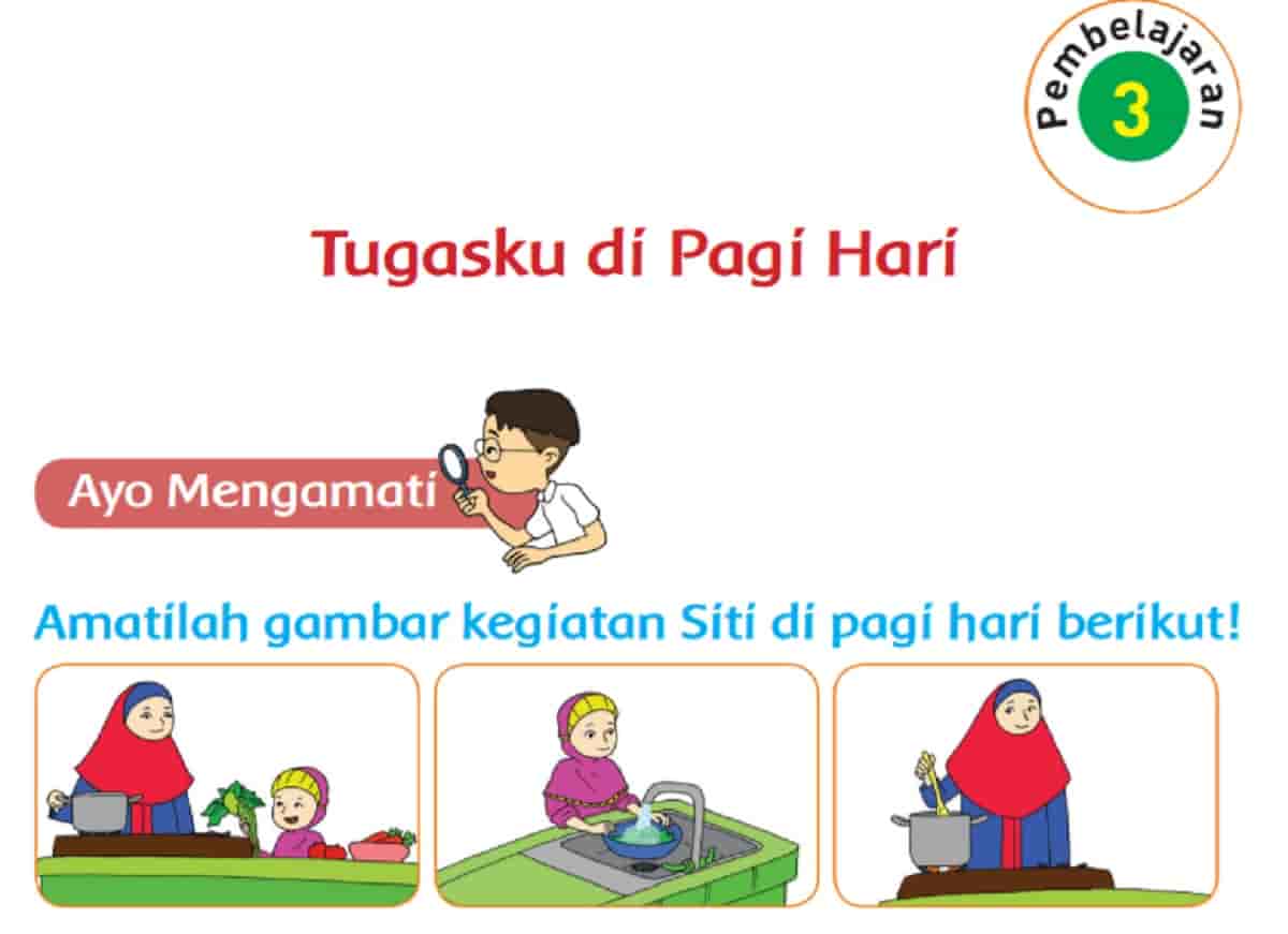 Jawaban Tema 3 Kelas 2 Halaman 20 21 24 Pembelajaran 3 Subtema 1 Tugasku Sehari-hari