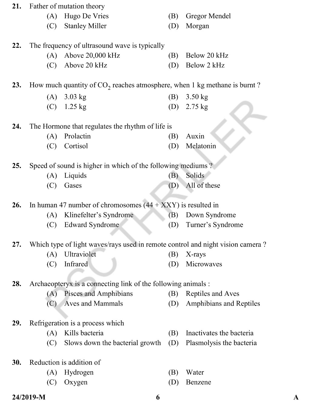 University Assistant Question Paper with Answer Key (24/2019) Kerala PSC PSC THRILLER