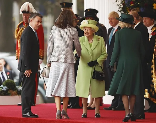 Queen Elizabeth, President Juan Manuel Santos, Maria Clemencia Rodriguez, Prince Philip, Prince Charles, Camilla, Duchess of Cornwall