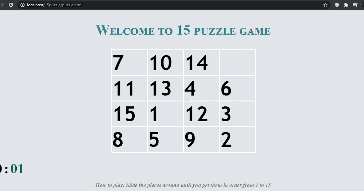15 Puzzle Game JavaScript