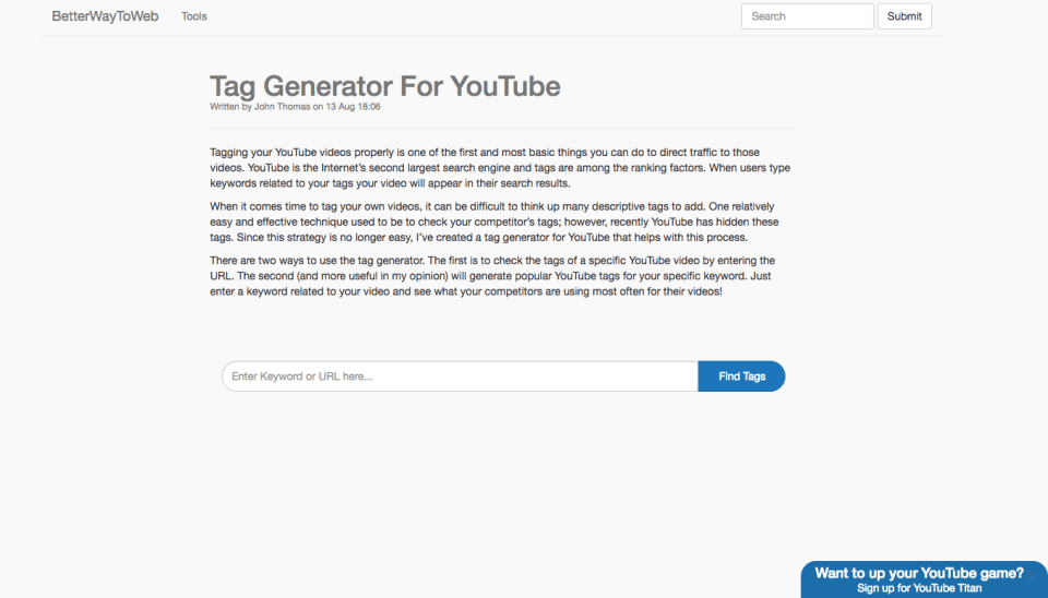 Best Tags Generator Site for Youtube Tech 