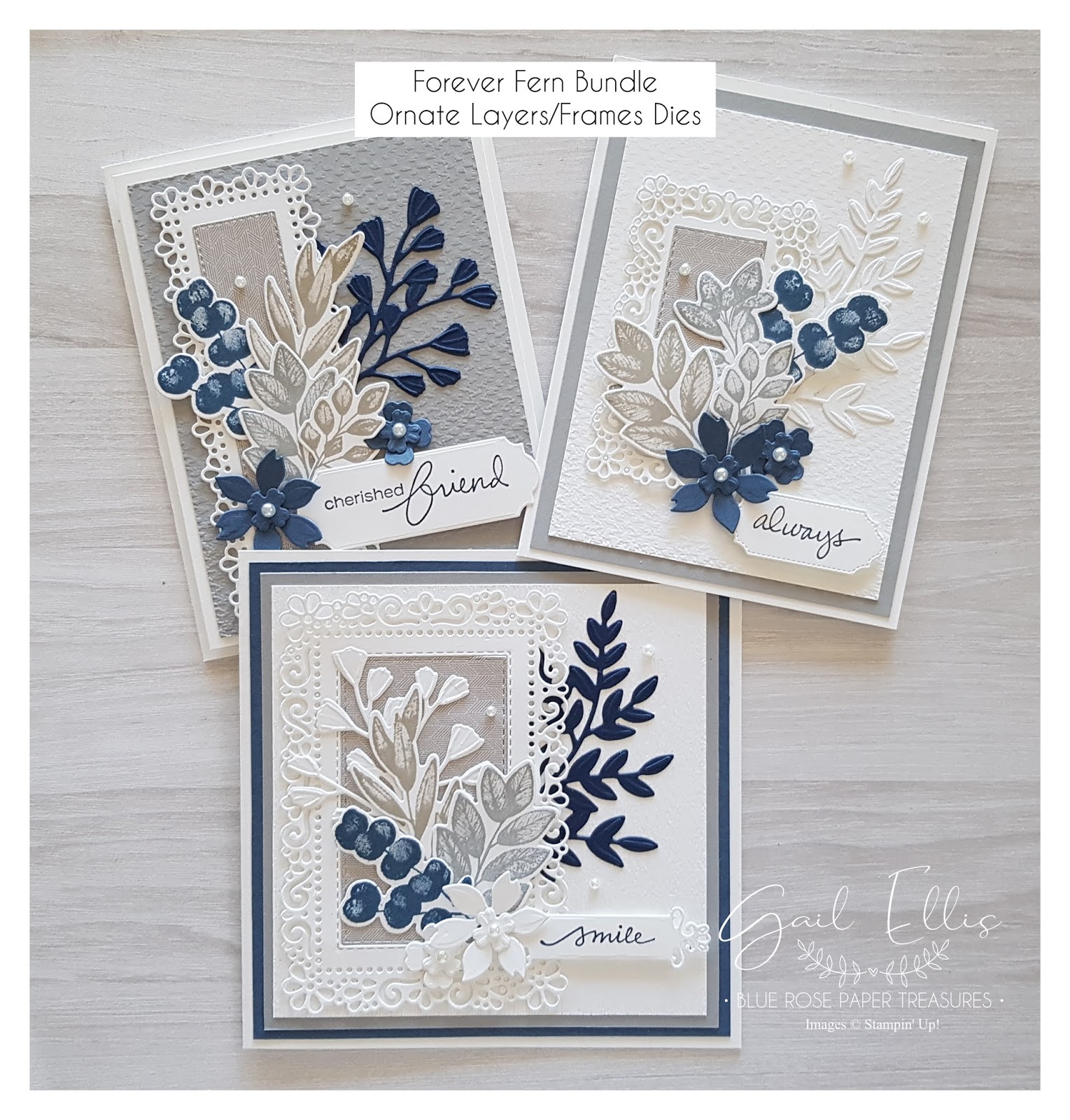 Blue Rose Paper Treasures: Forever Fern Ornate Layers Cards