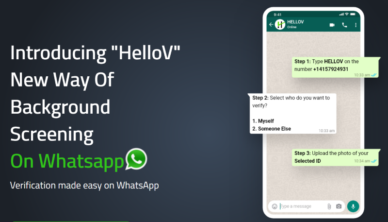 Now, Get Background Checks Done on WhatsApp with HelloV 
