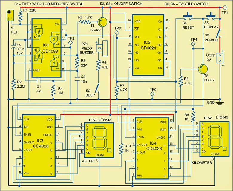Simple Distance Counter Circuit Diagram | Electronic Circuits Diagram