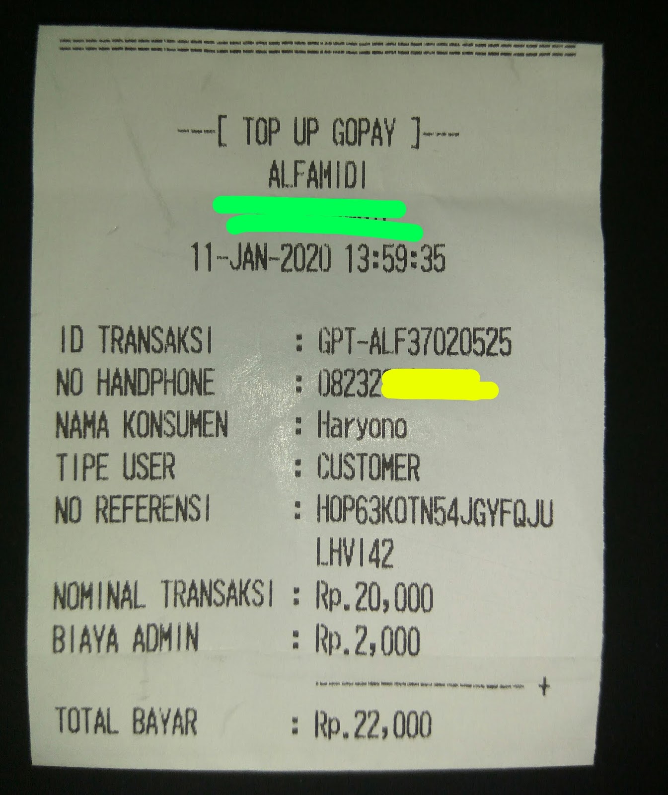 mudah topup saldo gopay di alfamart