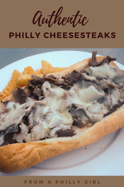 Authentic Philly Cheesesteak recipe from a Philly girl! Shredded beef, cheese, onions, and peppers and the ever important Amoroso roll. #cheesesteak