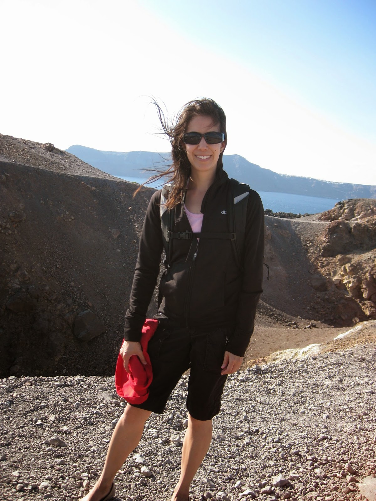 Santorini - Next to one of the smoking craters on the volcano