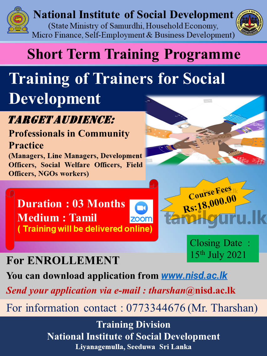 Training of Trainers for Social Development (Tamil) 2021 - NISD