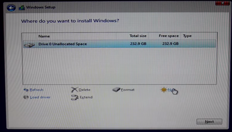 cara install windows 10 tahap10 partisi hardisk