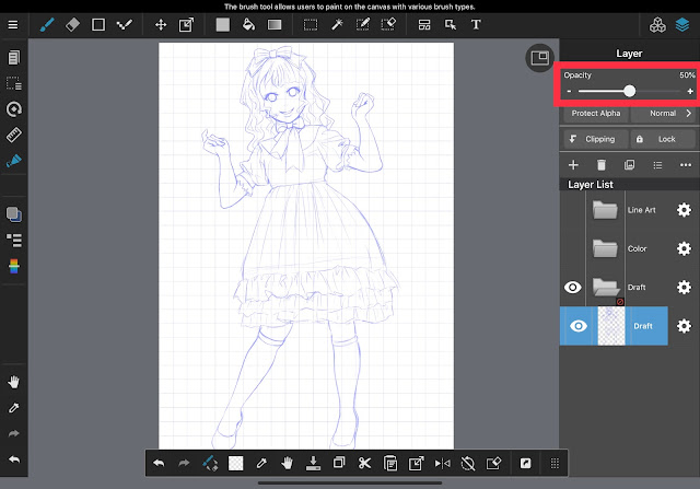 Change layer opacity in MediBang Paint