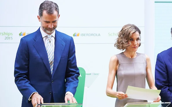 King Felipe of Spain and Queen Letizia of Spain, Ignacio Sanchez Galan and Isabel Garcia Tejerina deliver Iberdrola Foundation scholarships at casa de America