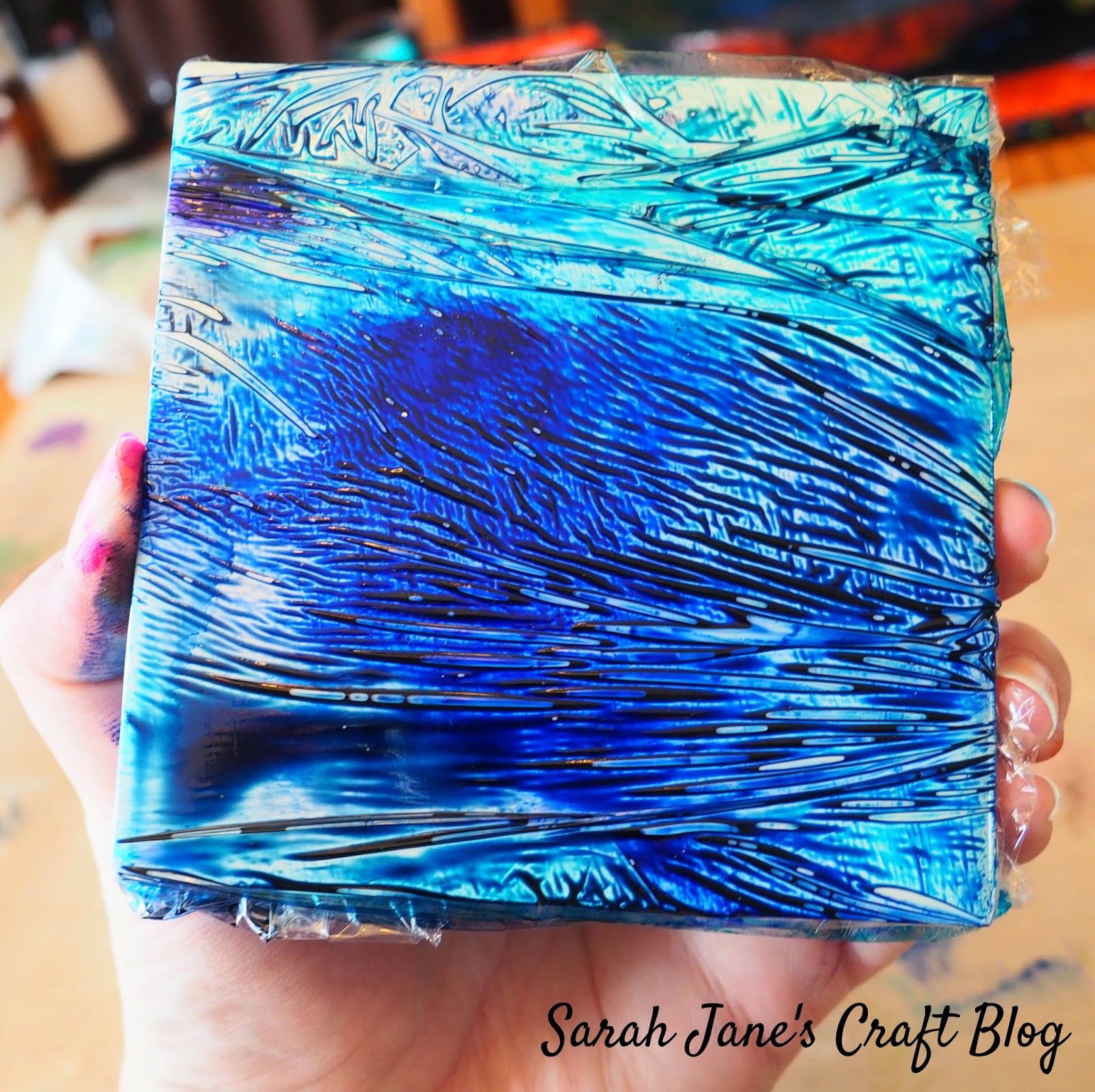 Plastic Wrap Alcohol Ink on Ceramic Tiles with Vinyl Decals