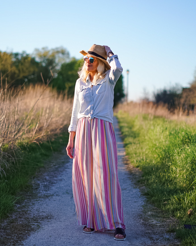 what to wear with palazzo pants