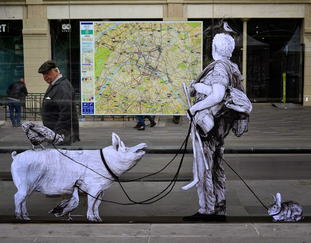 Constantly busy on the streets of Paris, French artist Levalet brought to life another wonderful piece which is entitled "Exodus".