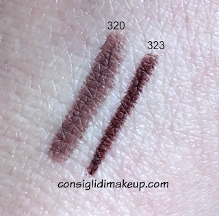 swatches colour play lipliner 320 e 323 inglot