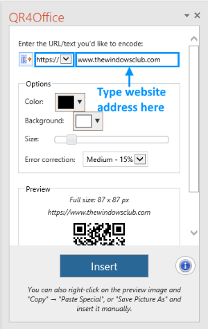 maak QR-code in powerpoint 4