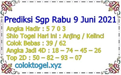 Prediksi Sgp Hari Ini 9 Juni 2021