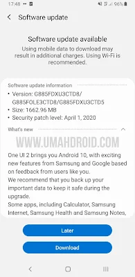 Download OneUI 2.0 Samsung via Software Update