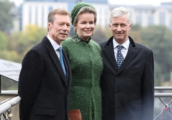 Queen Mathilde wore a floral print dress by Natan. Grand Duchess Maria Teresa. Princess Stephanie