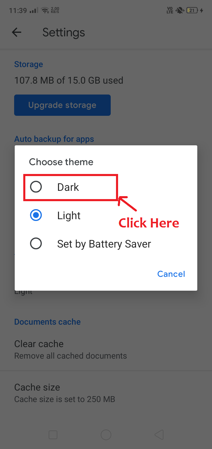 google drive app dark mode