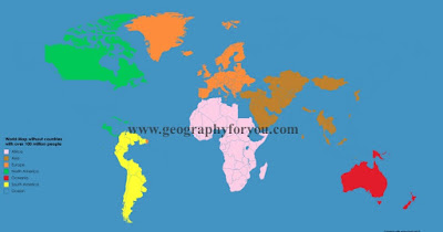 A Map Of The World Without Countries That Have Over 100 Million People A Map Of The World Without Countries That Have Over 100 Million People