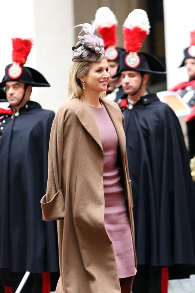 Italian Prime Minister Enrico Letta  and his wife at the palazzo Chigi in Rome