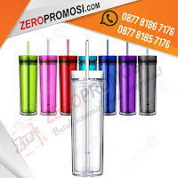 Jual Tumbler Straw Rainbow WB-121 untuk souvenir kantor, barang promosi dengan custom logo, Tumbler Straw Rainbow + Sablon 500ML WB121, tumbler botol plastik straw rainbow custom