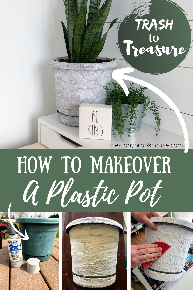 How To Makeover A Plastic Pot With Joint Compound The Stonybrook House