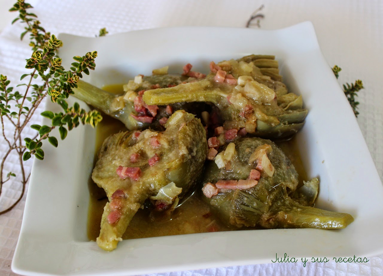 Alcachofas en salsa. Julia y sus recetas