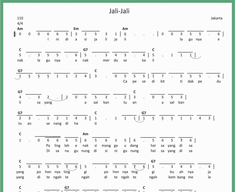 Not Angka Jali Jali - SEPUTAR MUSIK